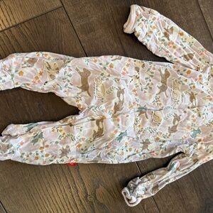 Magnetic Me Lavender Floral & Brown Bunny Footed Sleeper NB